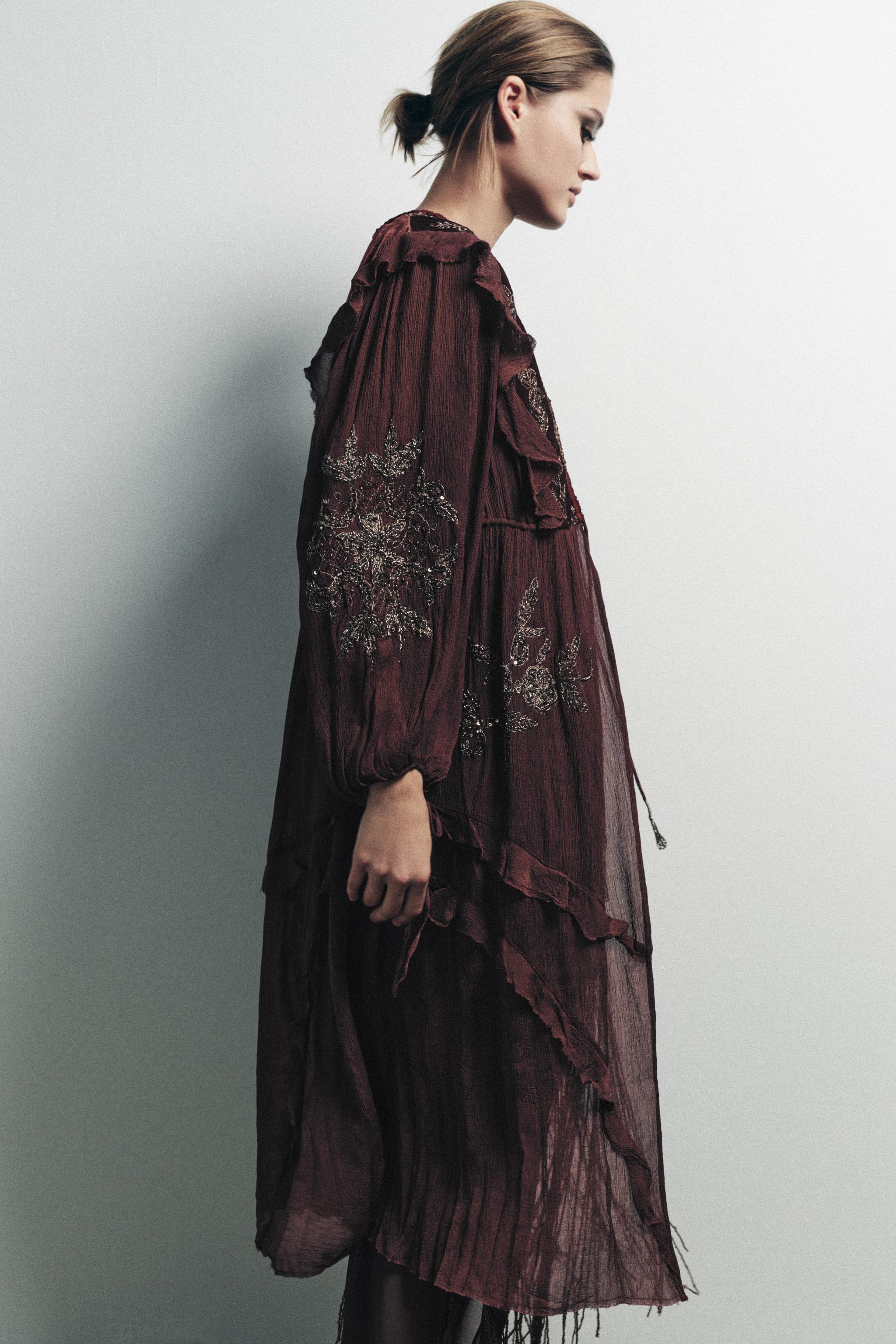 COMBINATION SEQUIN GEORGETTE TOP